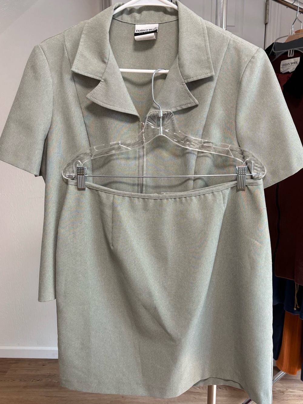 Vintage 90s mini skirt set, stretch twill. Fashion Bug size 16P